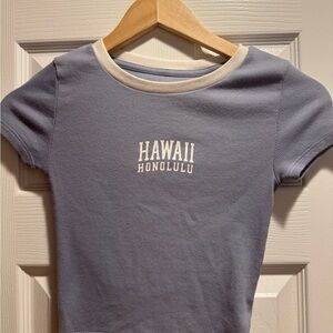 Aeropostale Blue and White Short Sleeve Tee